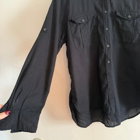 DENIM & SUPPLY Ralph Lauren | Black Cotton Button Down Utility Shirt Extra Large - Picture 3 of 5
